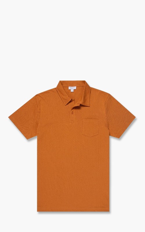 Sunspel Short Sleeve Polo Shirt Cinnamon