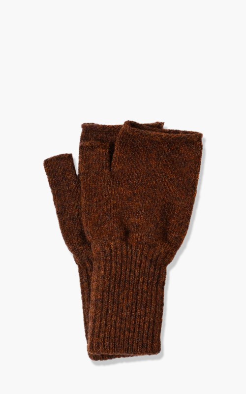 Margaret Howell MHL. Felted Fingerless Gloves Shetland/EIX Tobacco
