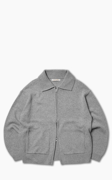 FrizmWORKS Wool Collar Zip Up Knit Cardigan Grey