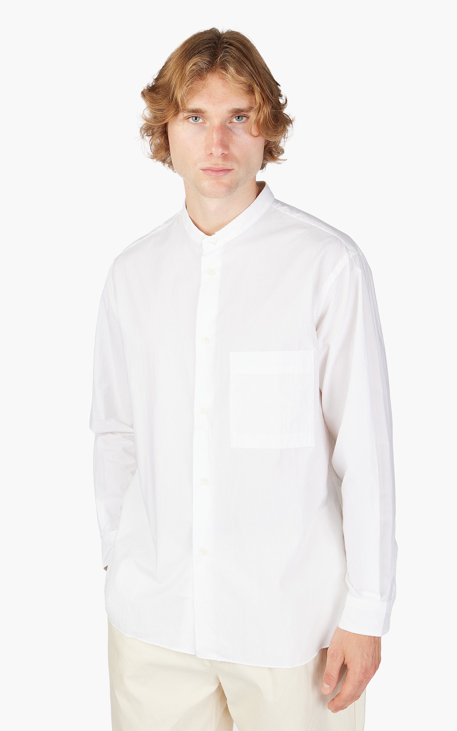 Still By Hand Narrow Collar Shirt White | Cultizm