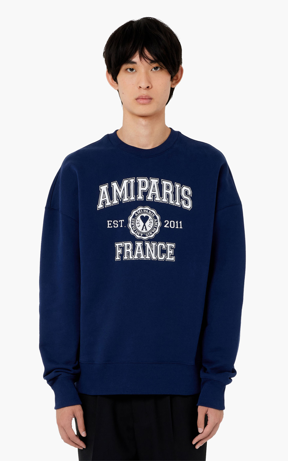 AMI Paris France Crewneck Sweatshirt Nautic Blue | Cultizm