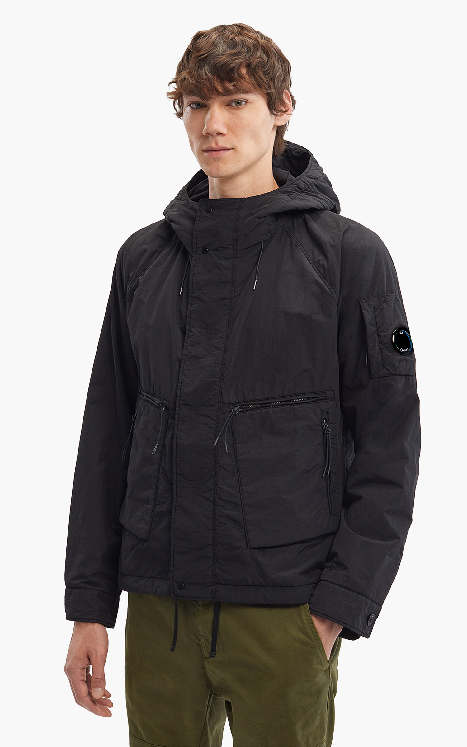 C.P. Company Flatt Nylon Hooded Jacket Black | Cultizm