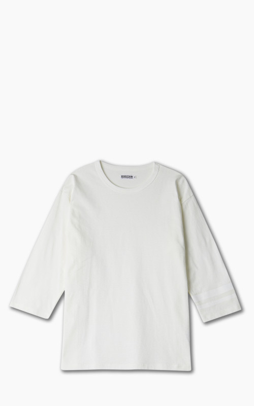 Momotaro Jeans MT004 Zimbabwe Cotton Three Quarter Sleeve T-Shirt White