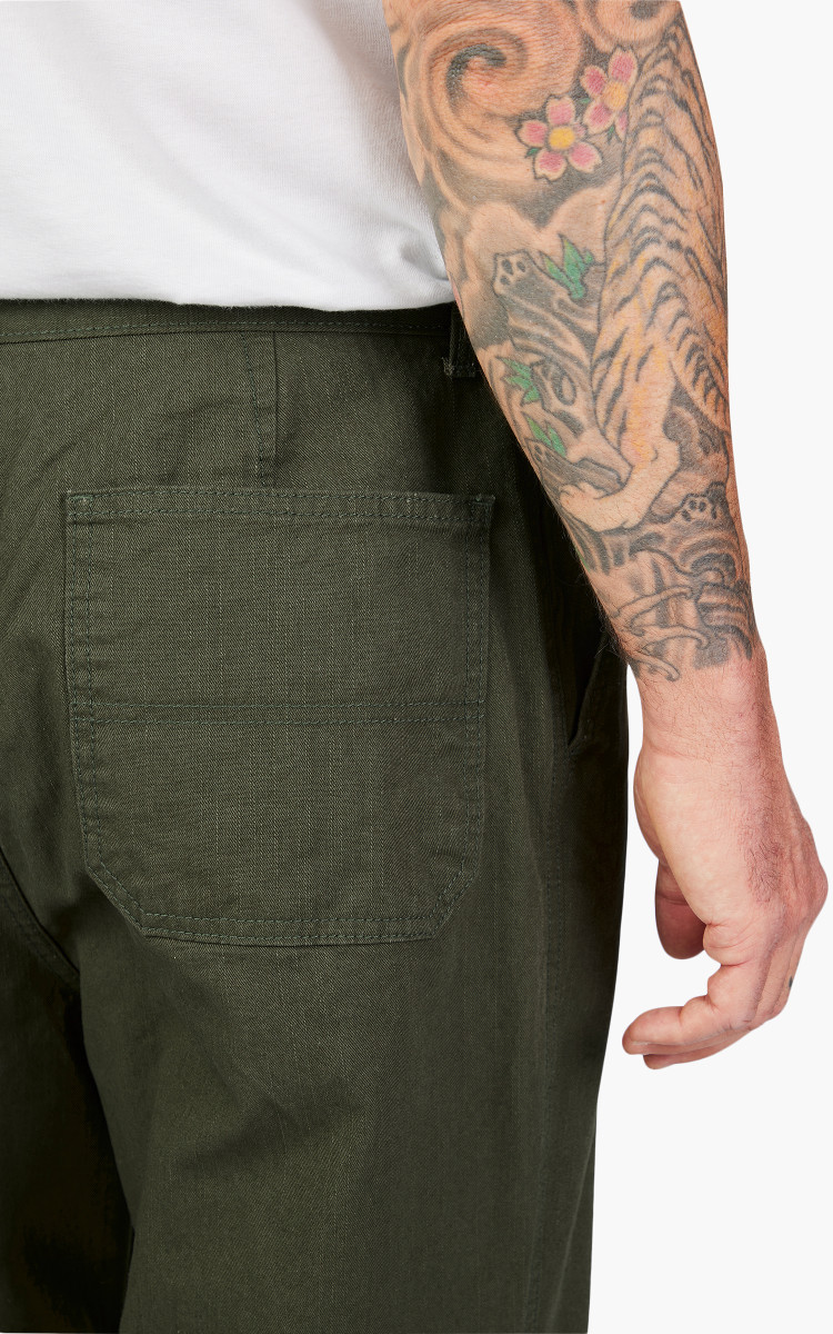 FrizmWORKS Slub Cotton Two Tuck Pants Olive | Cultizm