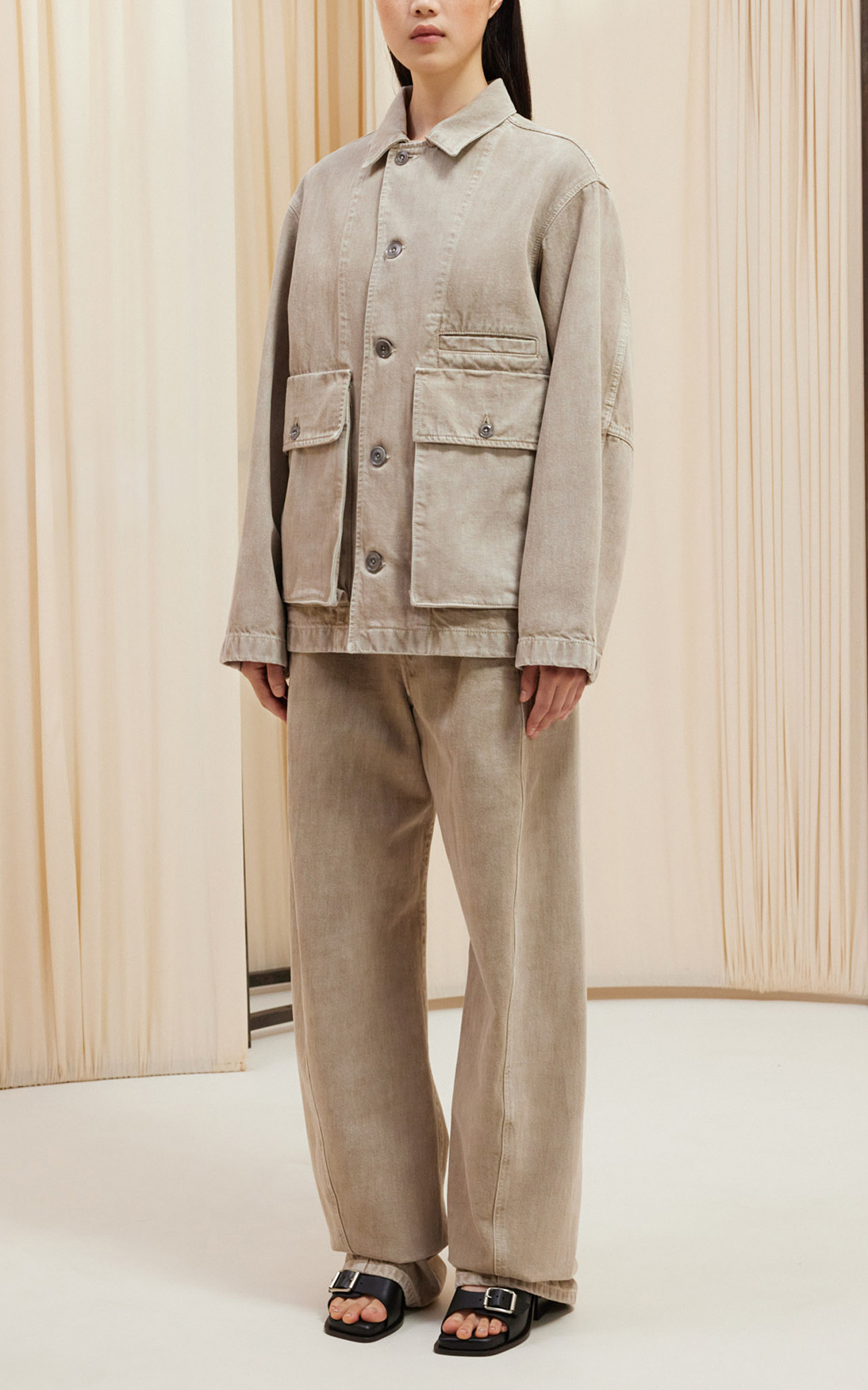 Lemaire Boxy Jacket Heavy Snowy Denim Snow Beige | Cultizm