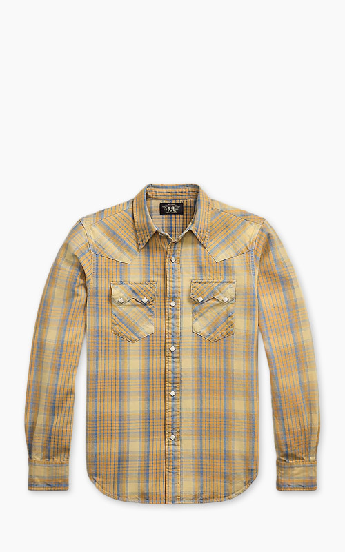 RRL Slim Fit Plaid Western Shirt Yellow/Multi