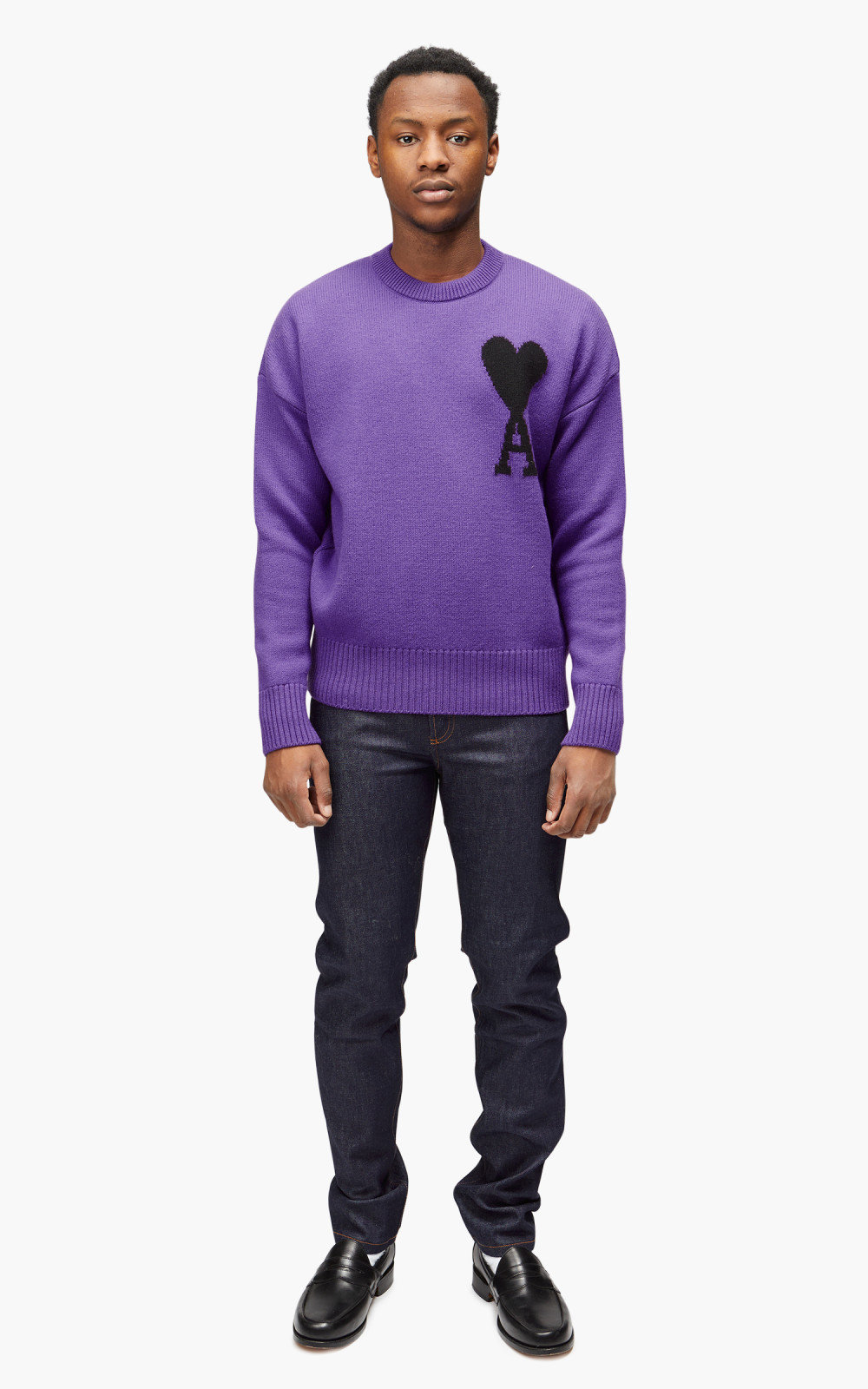 AMI Paris ADC Crewneck Sweater Cotton Purple/Black | Cultizm