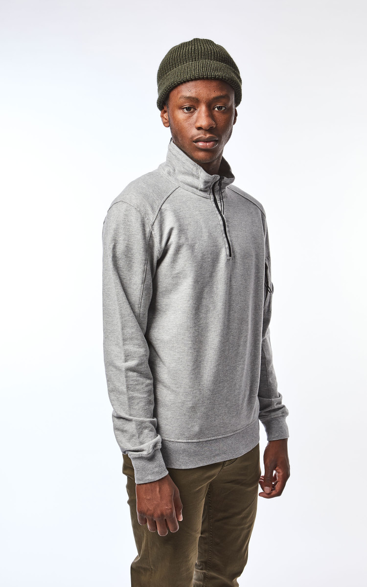 C.P. Company Light Fleece Half Zipped Sweatshirt Grey | Cultizm