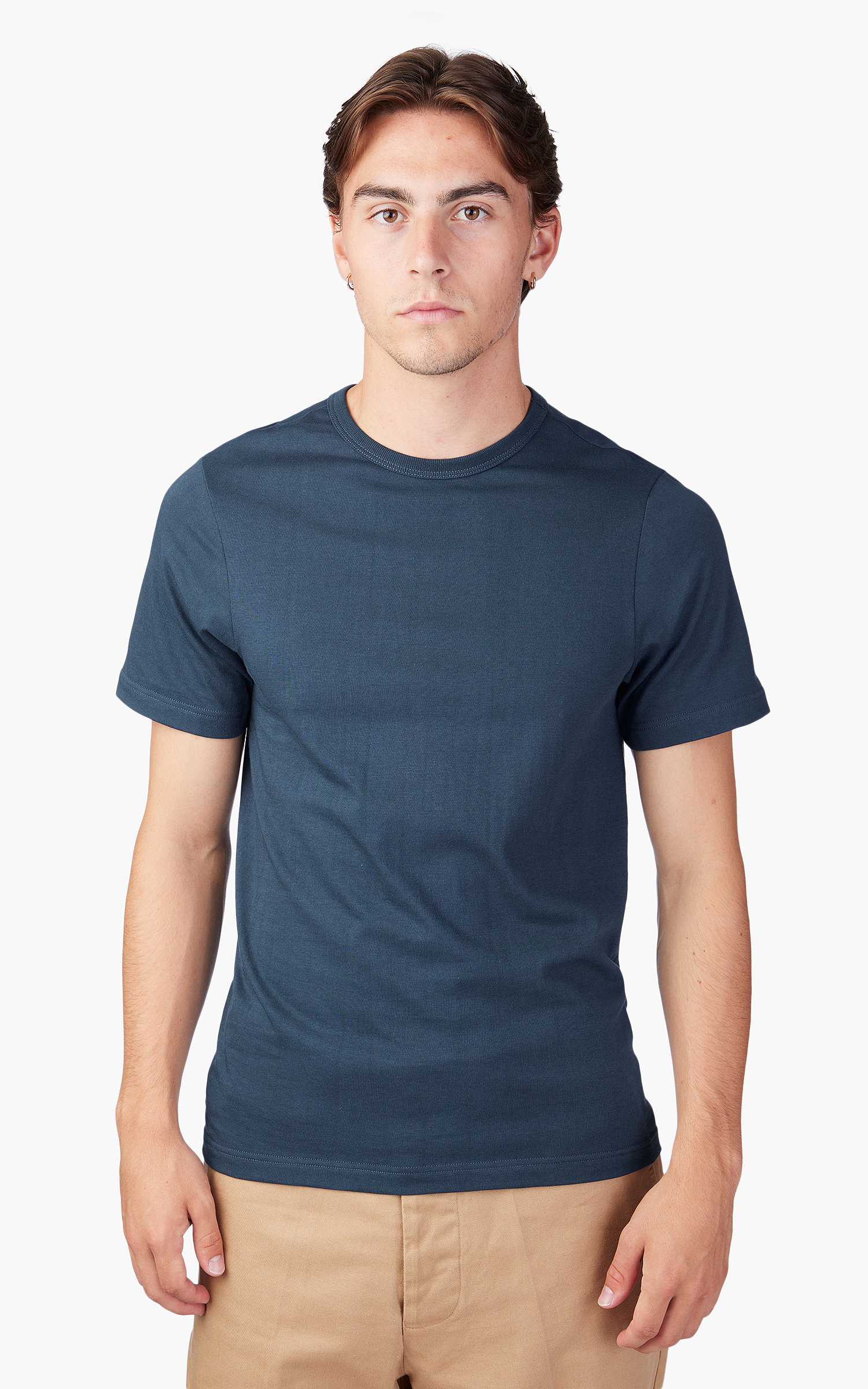 Merz b. Schwanen 215 Heavyweight Crew Neck Tee Mineral Blue | Cultizm