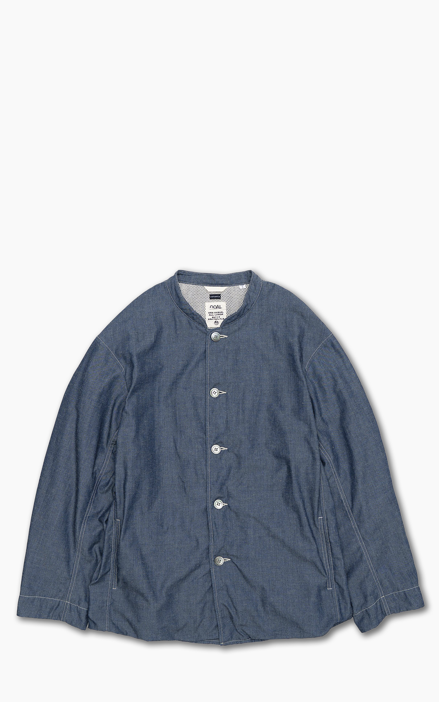 Nanamica Chambray Band Collar Jacket Indigo | Cultizm