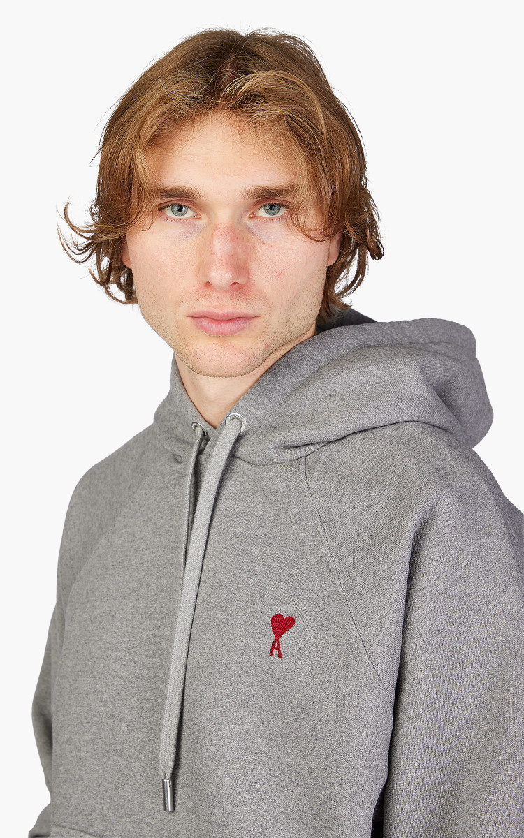 AMI Paris Ami De Coeur Hoodie Heather Grey | Cultizm
