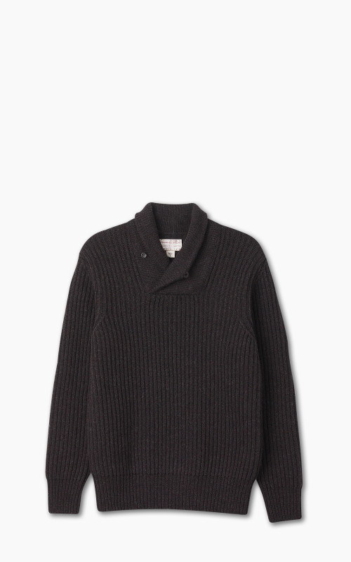 Filson Bristol Shawl Neck Sweater Dark Brown Heather