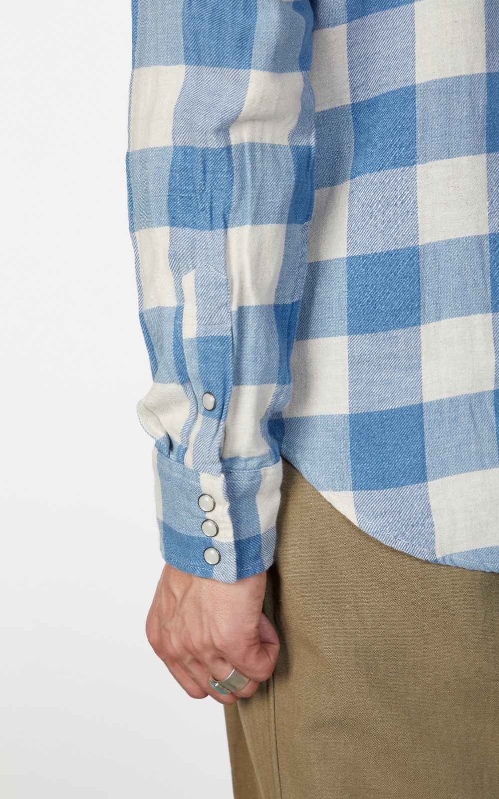RRL Buffalo Western Shirt Indigo/Cream | Cultizm