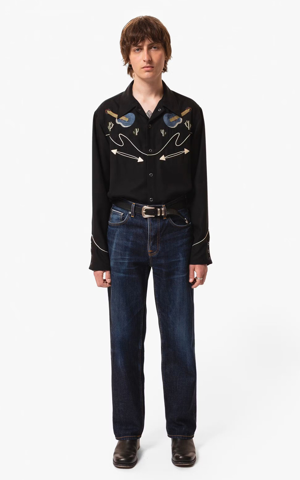 Nudie Jeans Gonzo Western Guitar Shirt Black | Cultizm