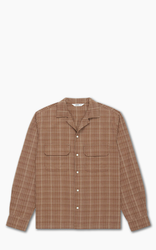 3sixteen Open Collar Shirt Amber Micro Plaid