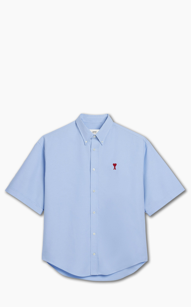 ★★AMI PARIS★★ Front Pocket Short Sleeve Shirt Baby Blue AMI Paris Striped short-sleeve Shirt | Blue | FARFETCH