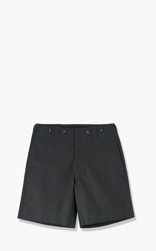 Margaret Howell MHL. Cinch Belt Shorts Recycled Cotton Gabardine Black MHTR0090S22KGS-BLK