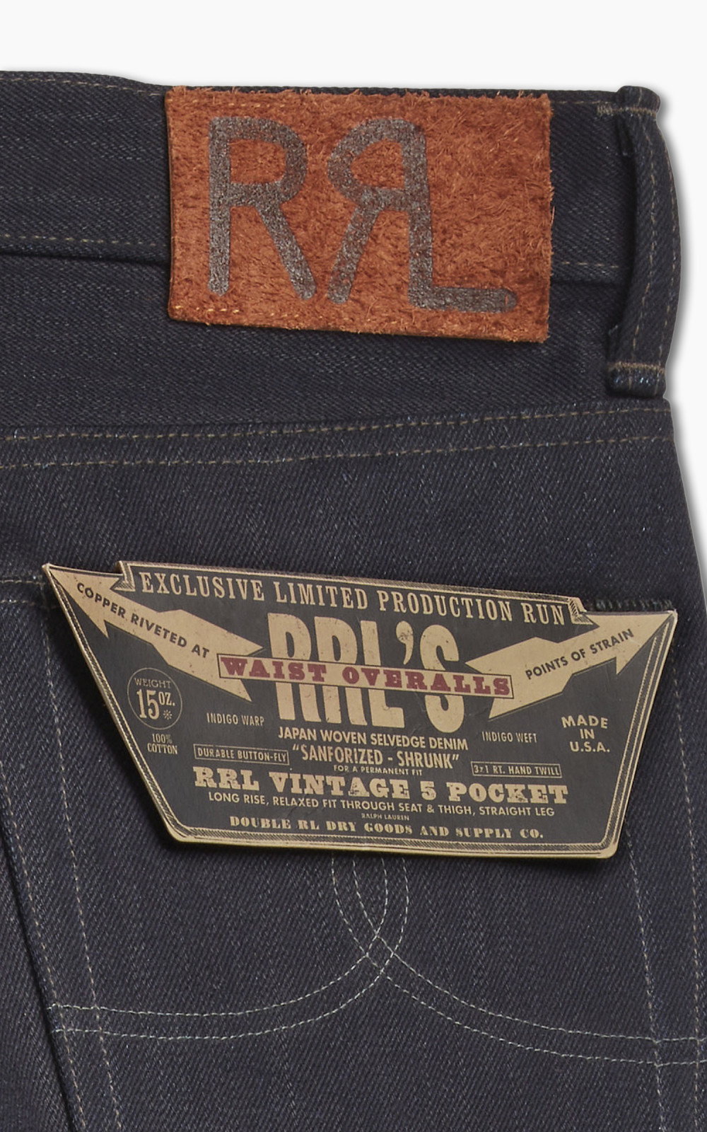 RRL Vintage 5-Pocket Selvedge Rigid Jeans Limited Indigo