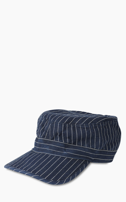Momotaro Jeans SJ002 Denim Work Cap Indigo Stripe