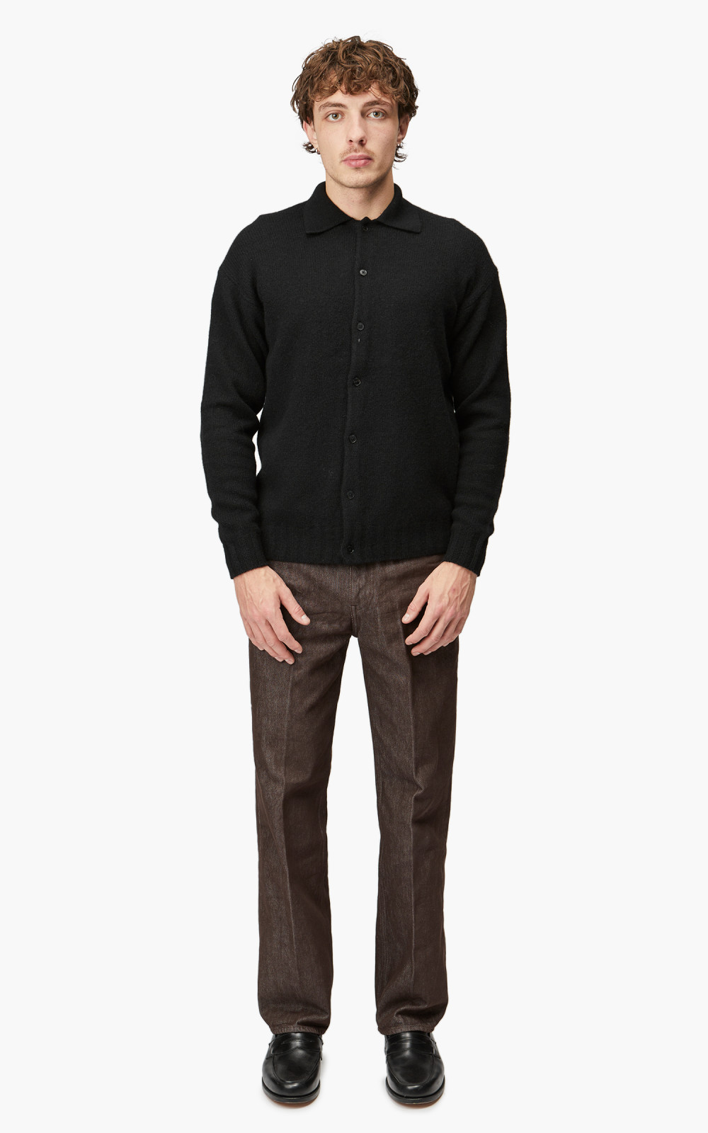 Auralee Shetland Wool Cashmere Knit Cardigan Black | Cultizm Auralee Shetland Wool Cashmere Knit Cardigan Black | Cultizm