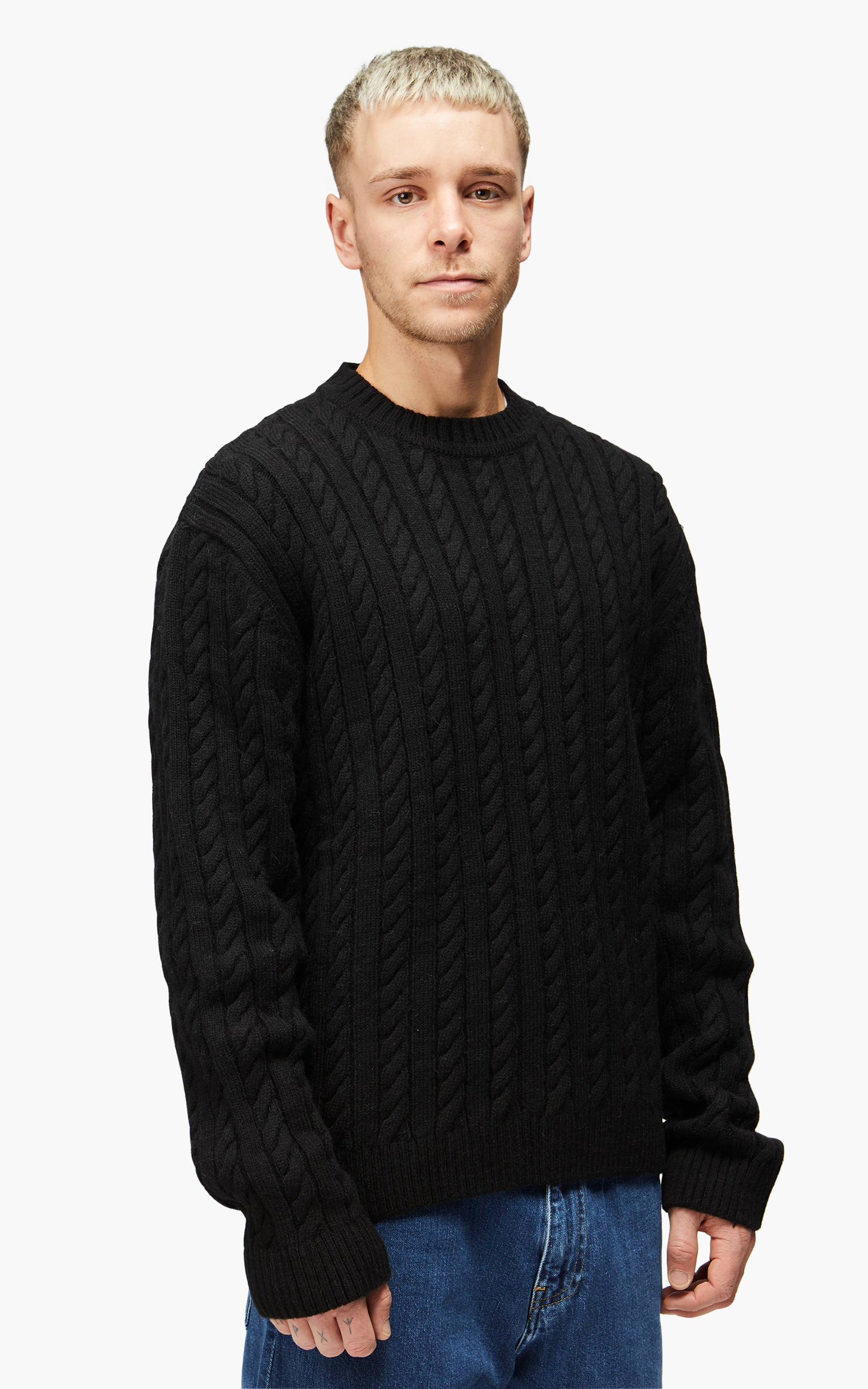 Edwin Twisted Crew Neck Sweater Black | Cultizm