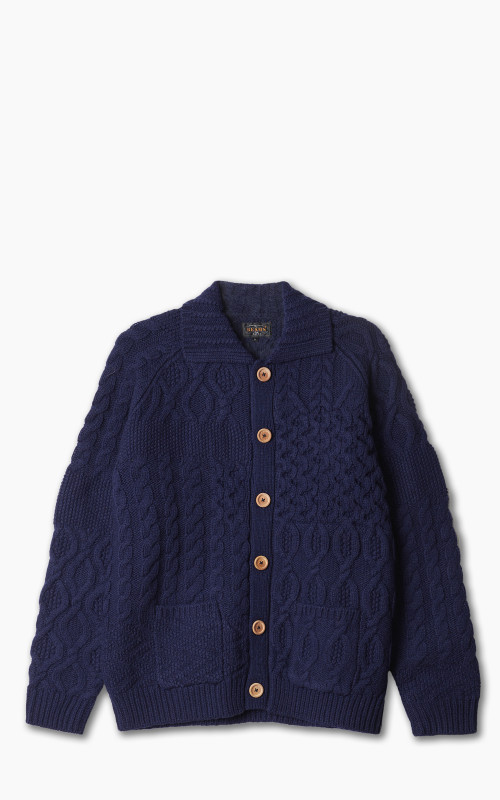 Beams Plus Cardigan Alan Patchwork Navy