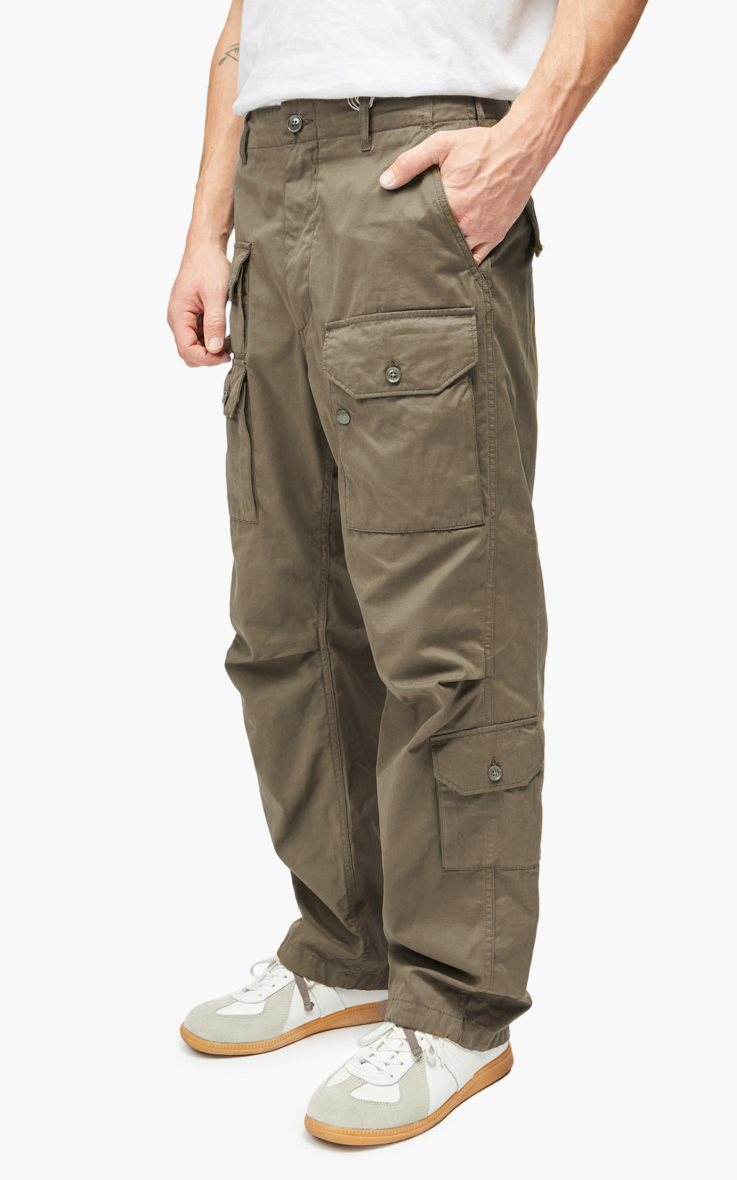 Engineered Garments Flight Pant PC Coated Cloth Olive | Cultizm