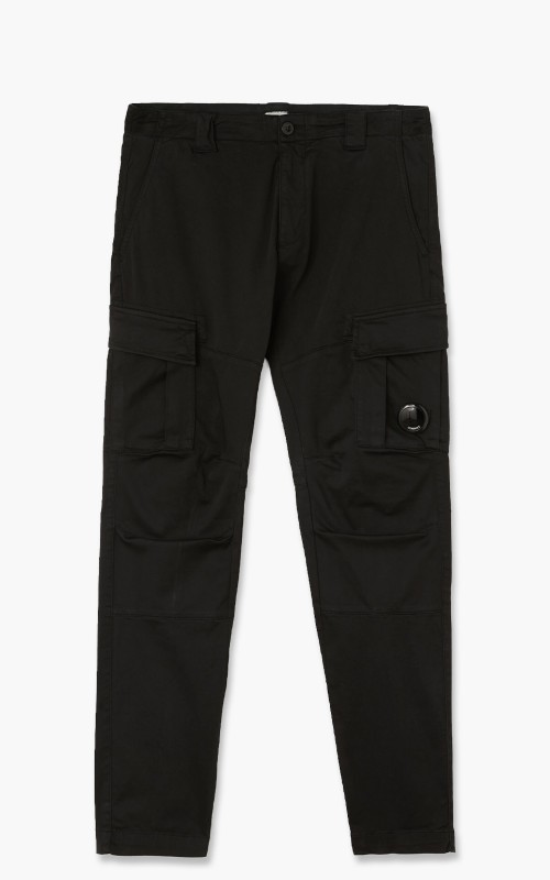 C.P. Company Garment Dyed Satin Stretch Cargo Pants Black
