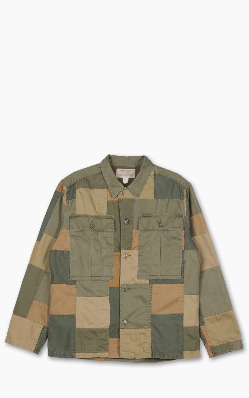 RRL Limited-Edition Patchwork Overshirt Olive Multi