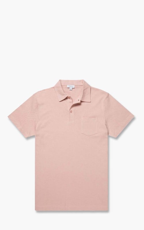 Sunspel Cotton Riviera Polo Shirt Dusty Pink