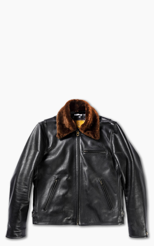 Shangri-La Heritage Varenne Fur Collar Leather Jacket Black