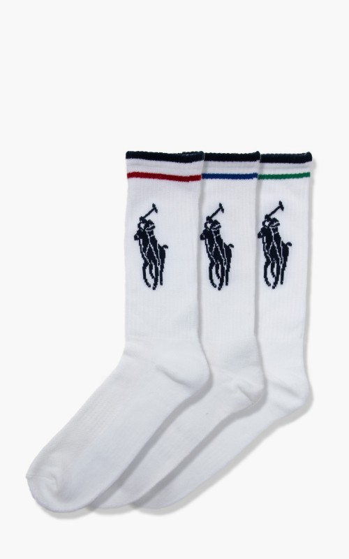 Polo Ralph Lauren Cotton Crew Socks Striped 3-Pack White