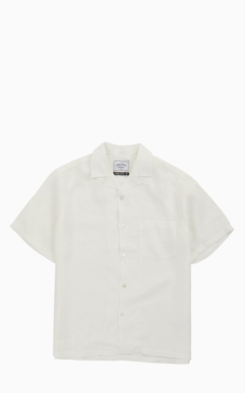 Portuguese Flannel Linen Camp Collar Shirt White