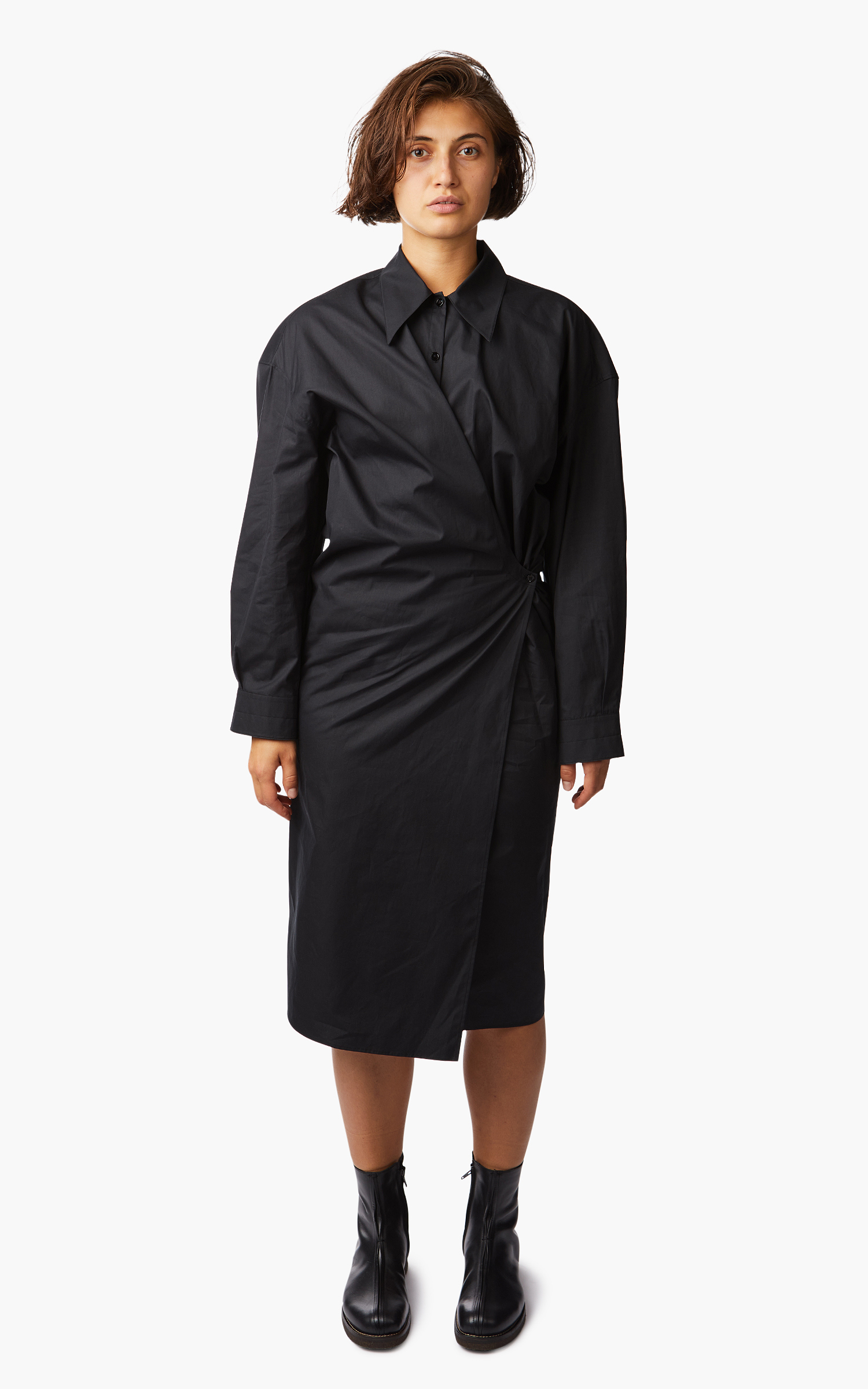 Lemaire Twisted Dress Cotton Poplin Caviar | Cultizm