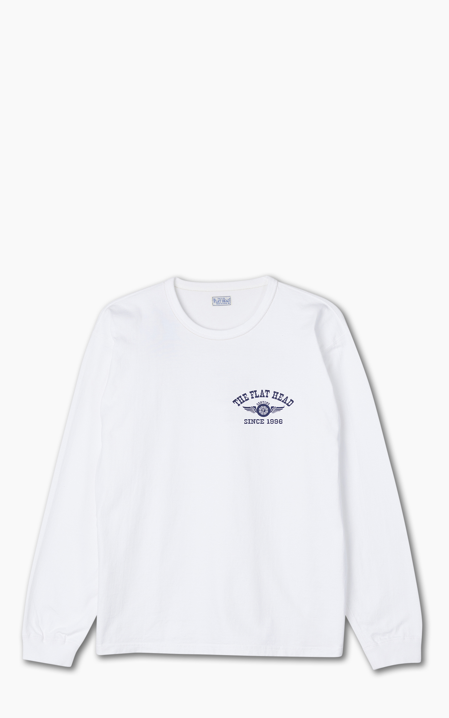 The Flat Head FN-THCL-202 L/S T-Shirt Flying Wheel White