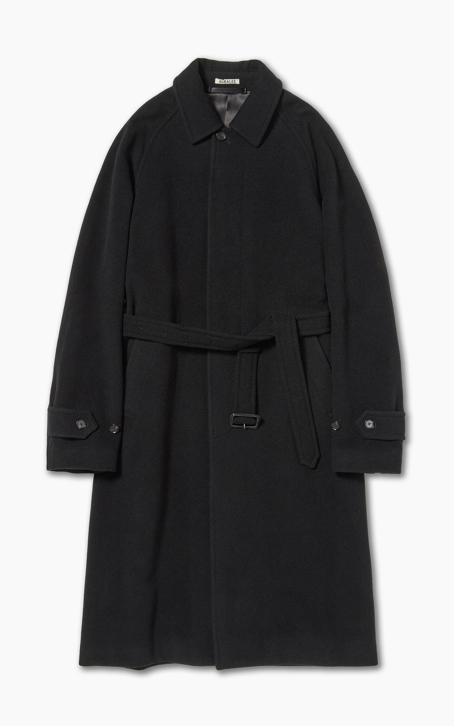 Auralee Cashmere Wool Mosser Soutien Collar Coat Black | Cultizm