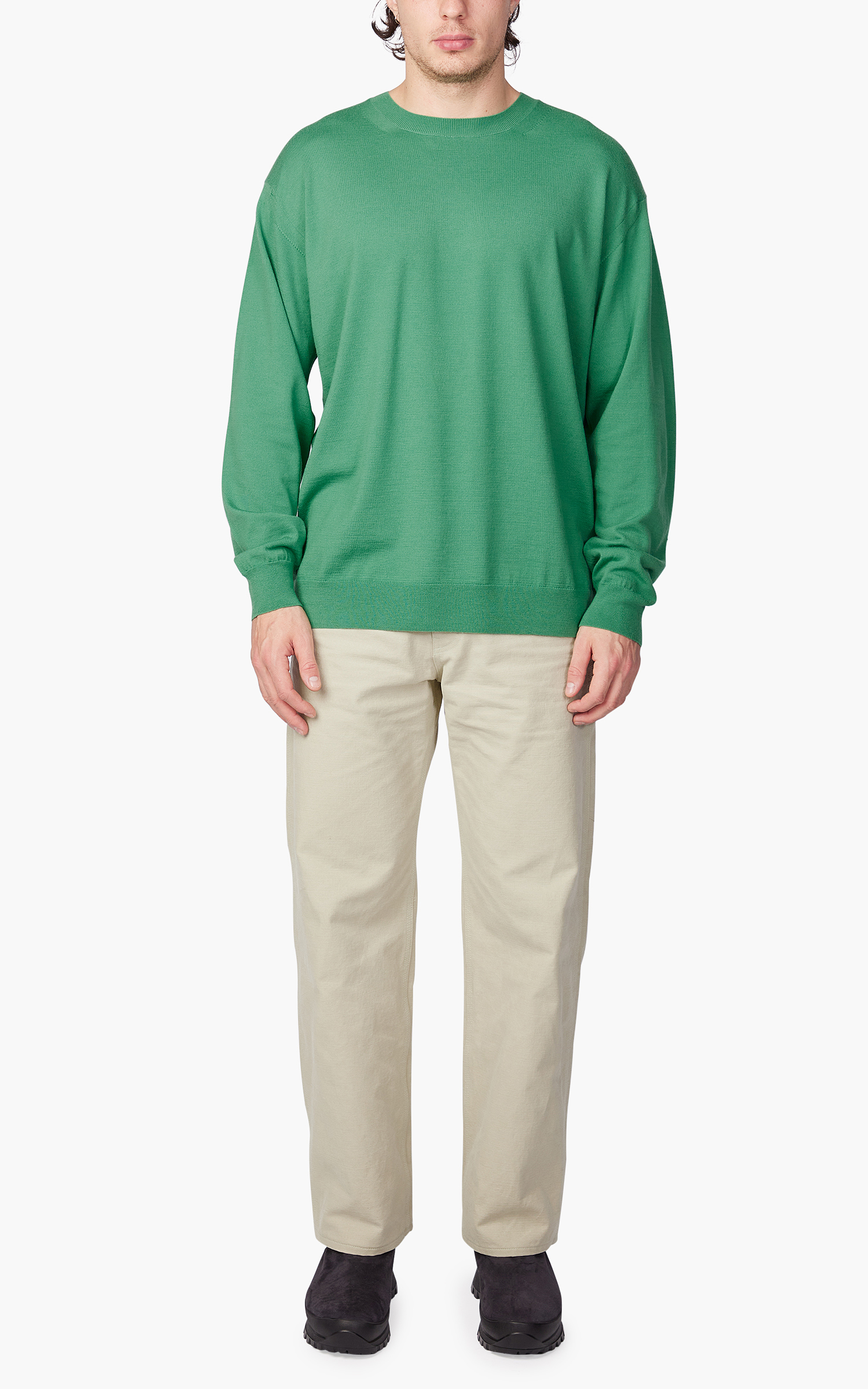 Auralee Super High Gauge Wool Knit Pullover Jade Green | Cultizm Auralee Super High Gauge Wool Knit Pullover Jade Green | Cultizm