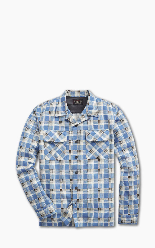 RRL Plaid-Print Chamois Camp Shirt Blue Multi