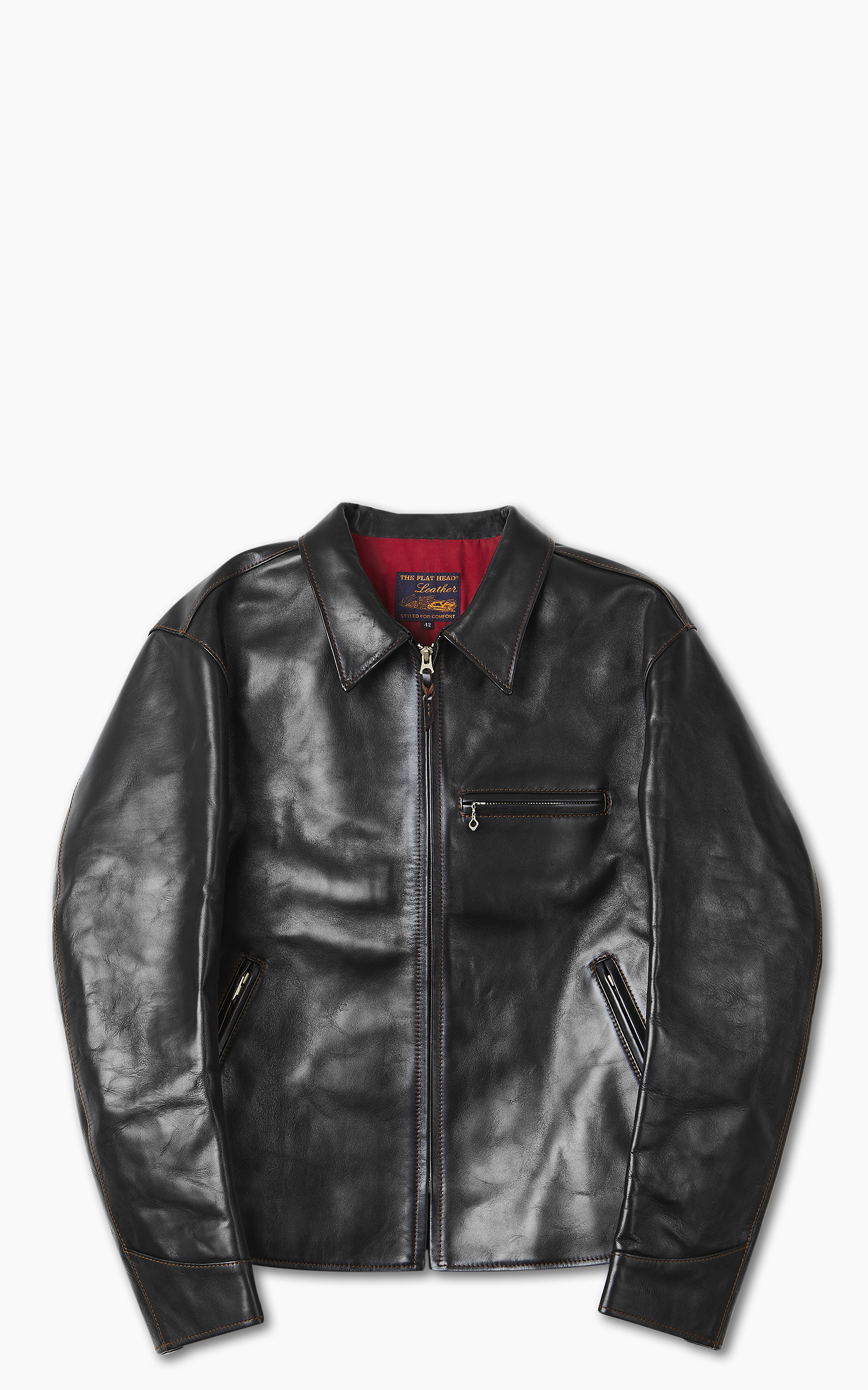 The Flat Head FN-LJ-HS005 Horsehide Single Rider Jacket Black