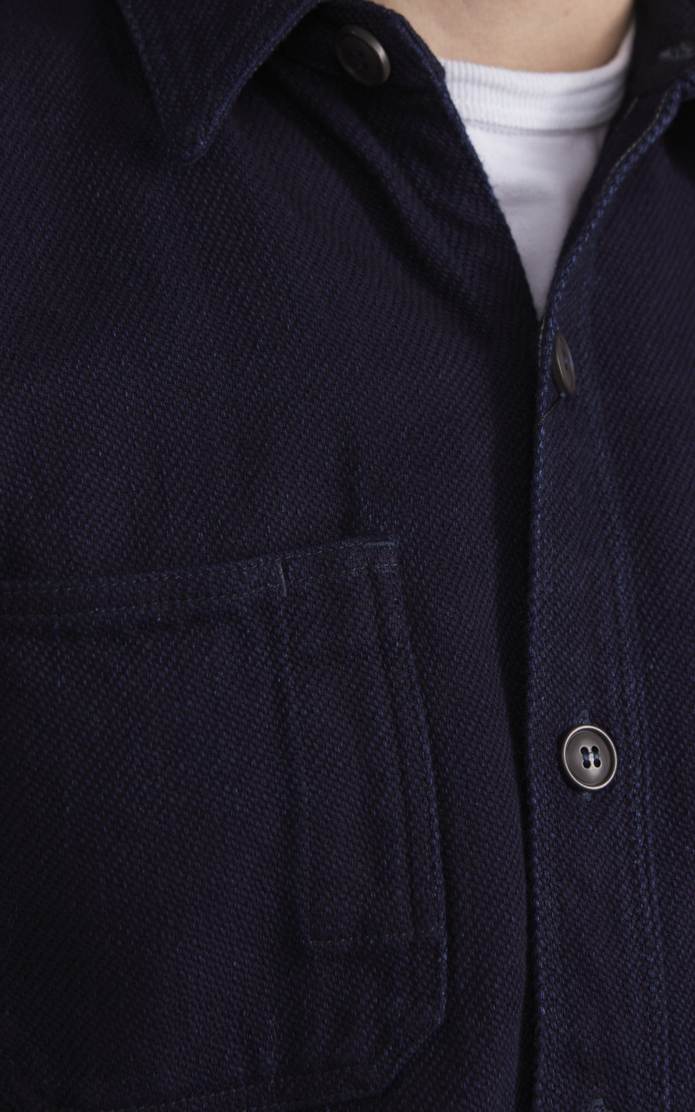 Momotaro Jeans MZLS1070 Heavy Dobby Shirt Sashiko Indigo | Cultizm