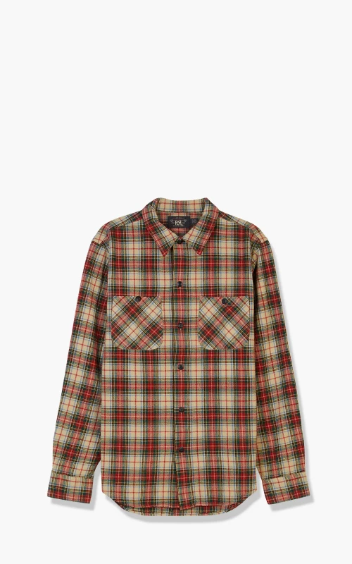 RRL Universal Camp Shirt Cream Multicolor