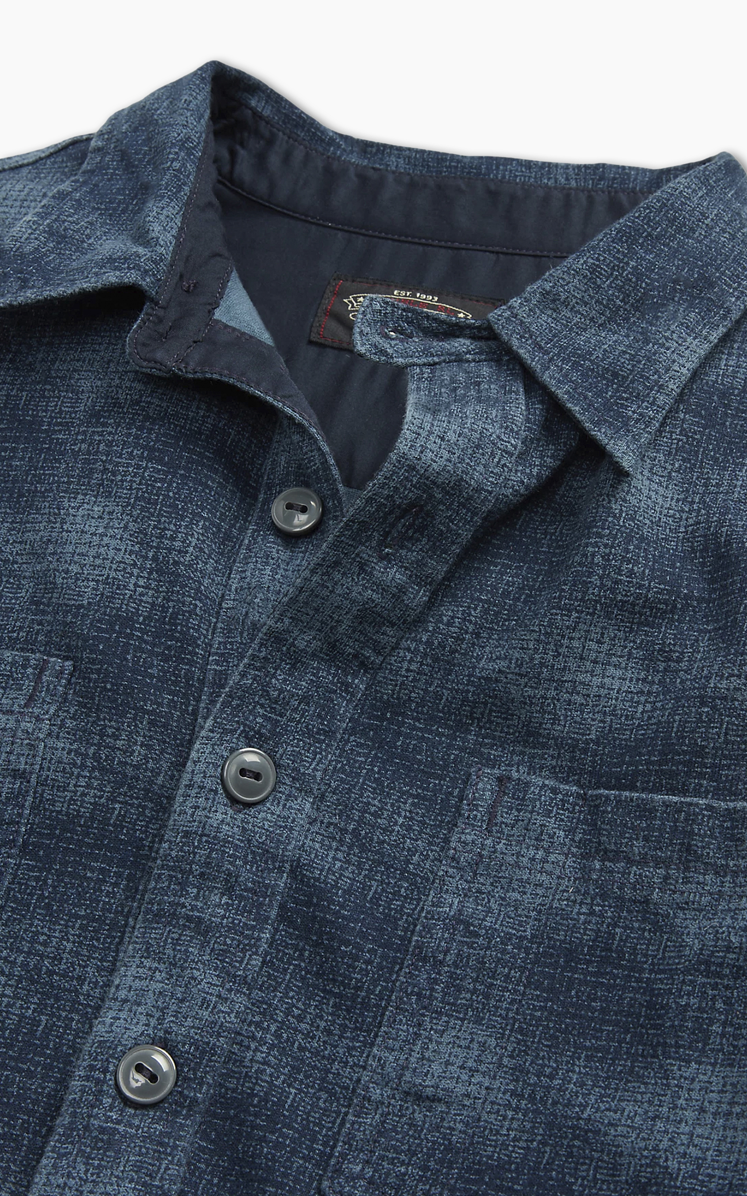 トップス RRL plaid-print jersey popover shirt RRL Plaid-Print Jersey Popover Workshirt Navy/Blue | Cultizm