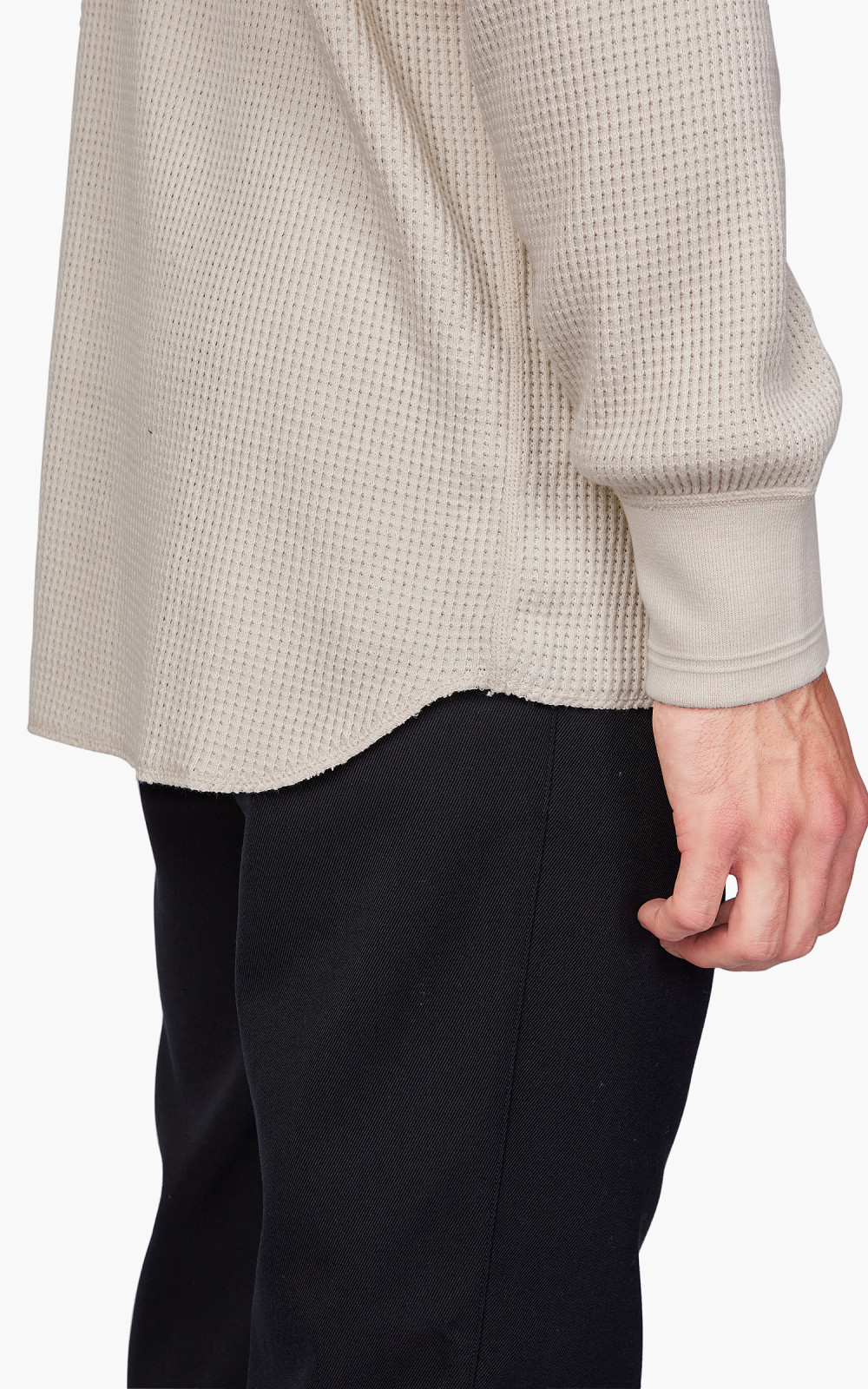 Nanamica Crew Neck L/S Thermal Tee Natural | Cultizm Nanamica Crew Neck L/S Thermal Tee Natural | Cultizm