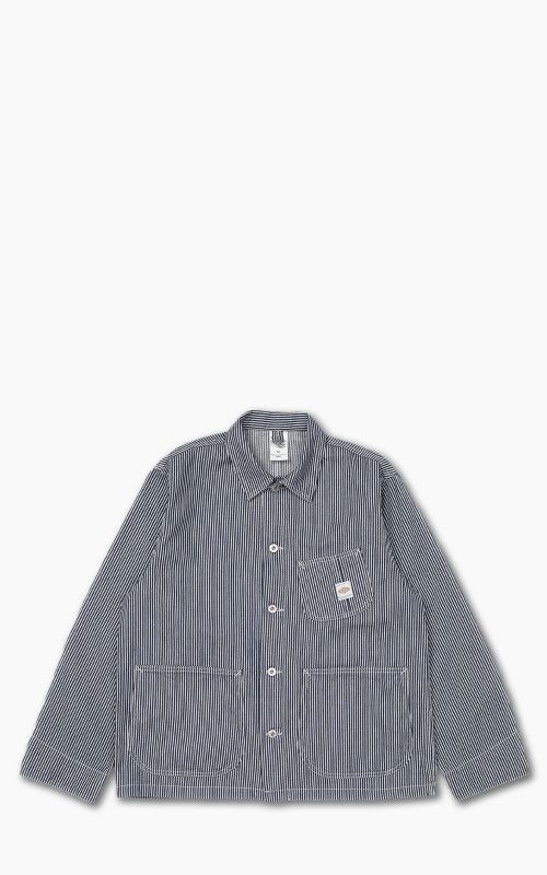 Nudie Jeans Howie Hickory Chore Jacket Blue/Offwhite