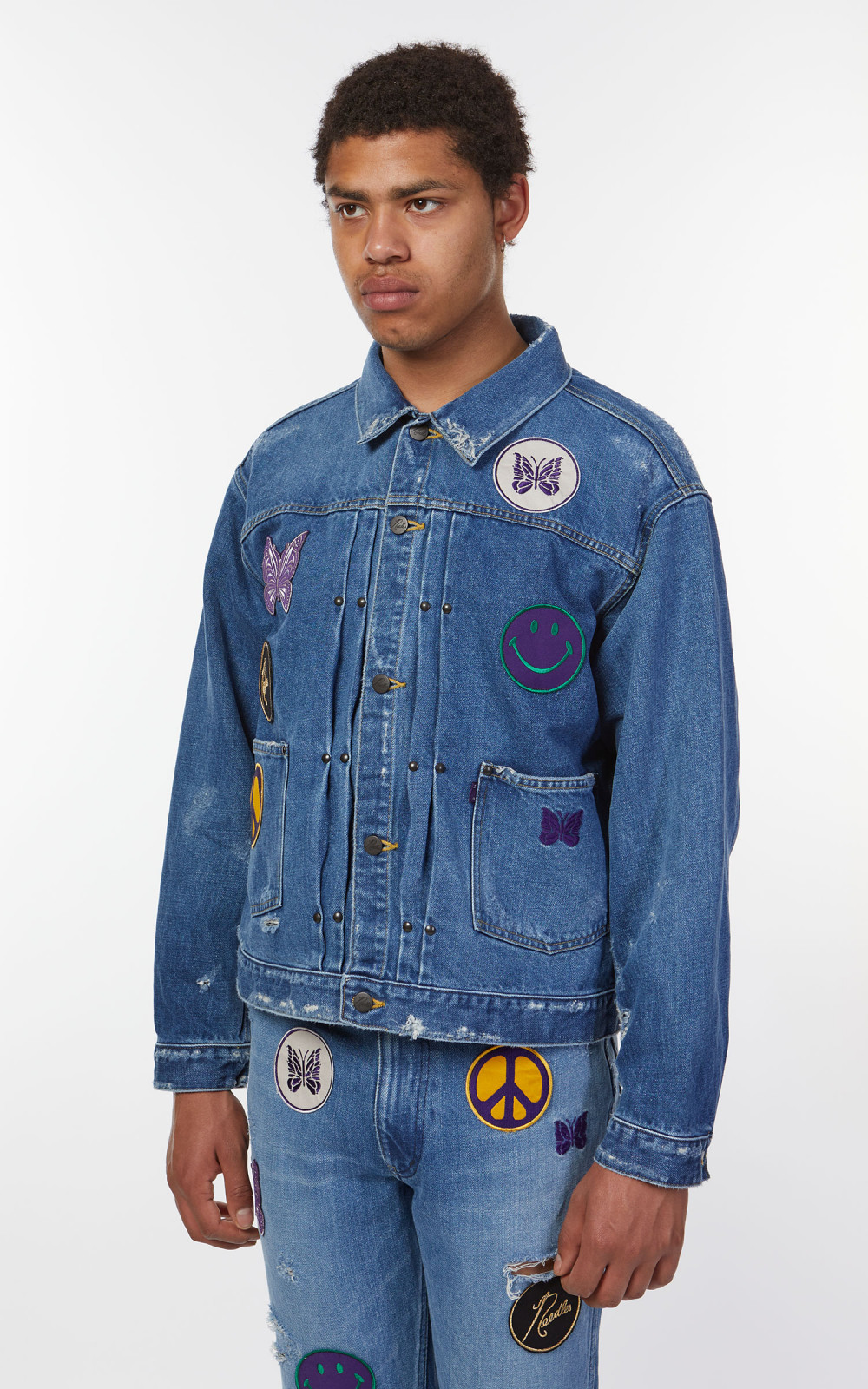 ジャケット・アウター Needles p&m Emb. jacket KP158 P&M Emb. Jacket - 10.5oz C/L/PU Denim (KP158) | NEEDLES