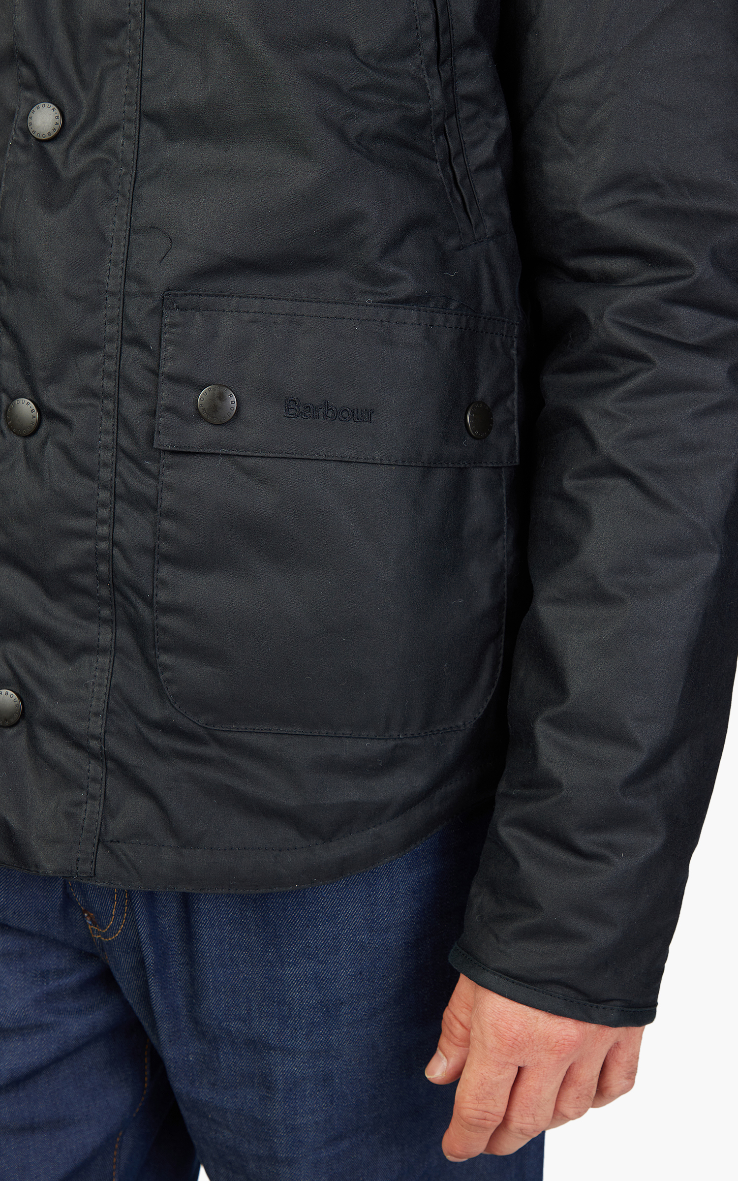 Barbour Reelin Wax Jacket Navy | Cultizm