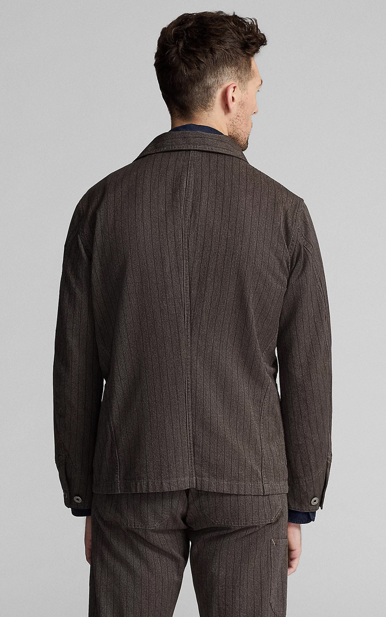RRL Striped Jaspe Twill Jacket Black/White | Cultizm