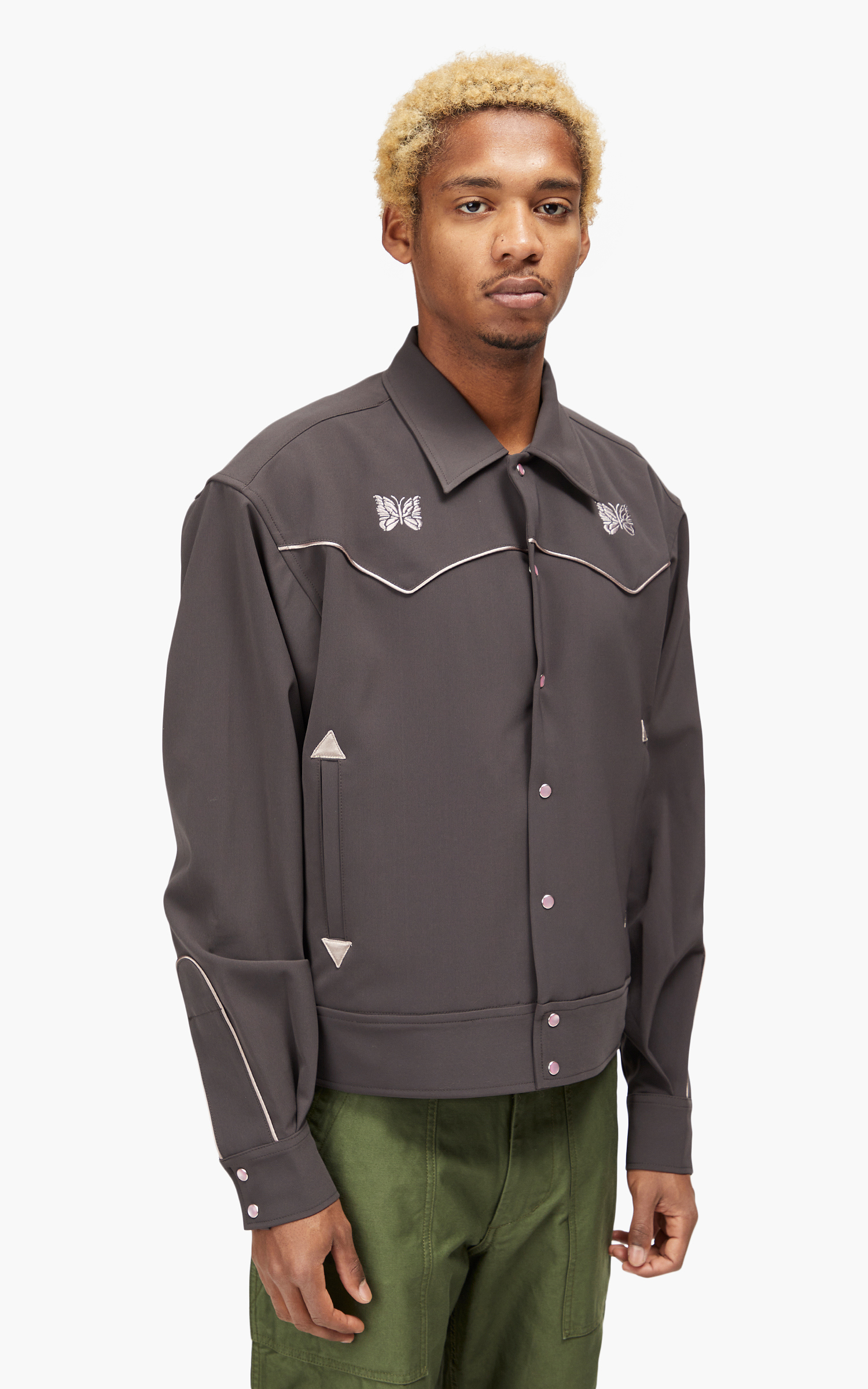 Needles Piping Cowboy Jacket Pe/Pu Double Cloth Charcoal | Cultizm