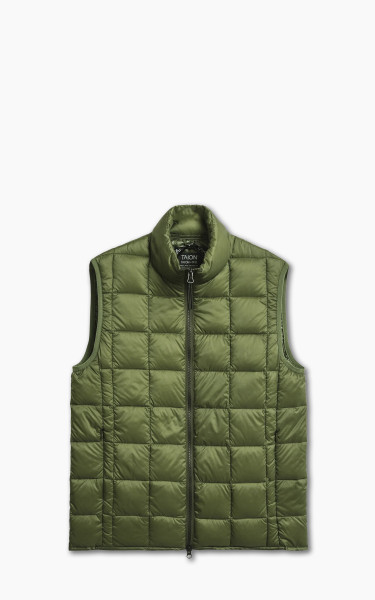 Taion HI-Neck Zip Down Vest Olive