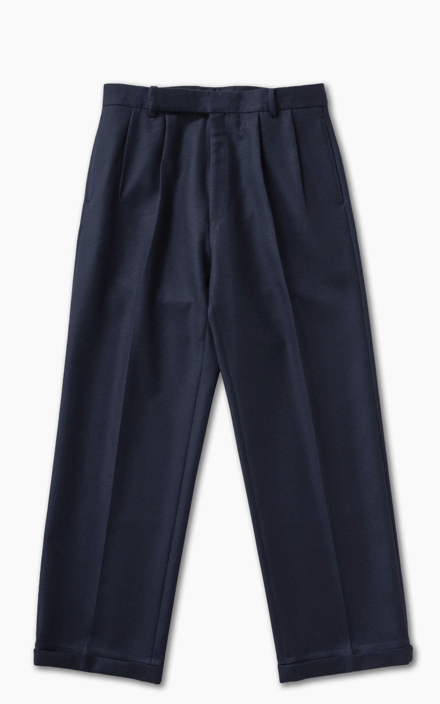 Kaptain Sunshine 2 Pleats Wide Trousers Wool Navy